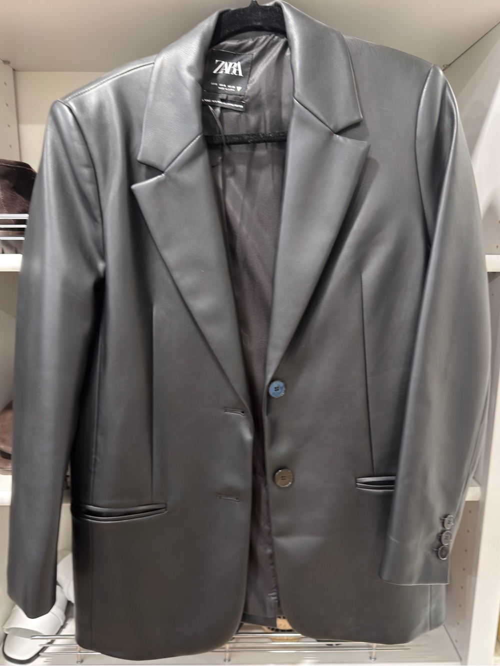 Zara Faux Leather Blazer